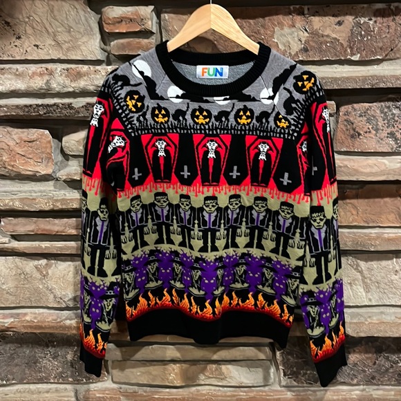 Fun.com Other - Fun.com Ugly Halloween Sweater Jack o Lantern, Frankenstein, Witch, Vampire